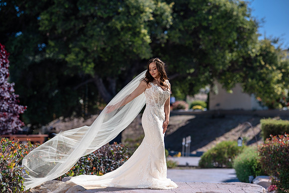 Rolling Hills Ranch Bride with flowing veil perfect