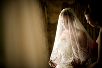 Artistic bride-under-veil with mom