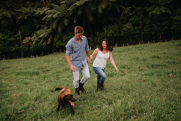 Engagement 14 with dog uphill